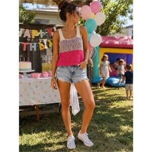 Handmade Crochet Colorblock Tank Top